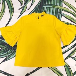 SHEIN Bell Sleeve Yellow Top